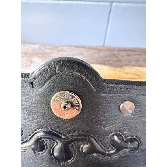 Brighton Black Croc Embossed Leather Organizer Crossbody Wallet Purse Heart Hard - Picture 4 of 10